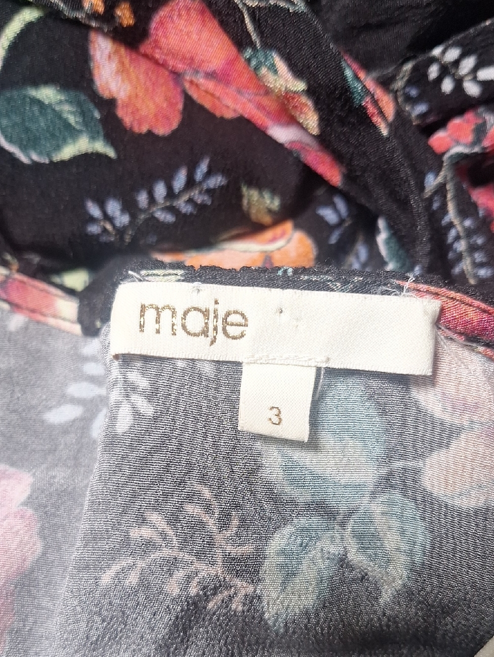 Maje Rosetina Floral Print Midi Sleeve Dress Size 8 - Picture 12 of 12